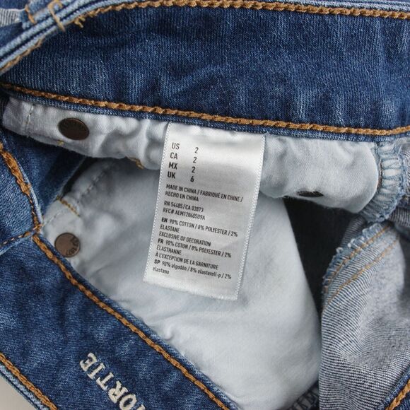 American Eagle Next Level Stretch Hi Rise Shortie Blue Denim Shorts Sz 2 - Picture 9 of 9